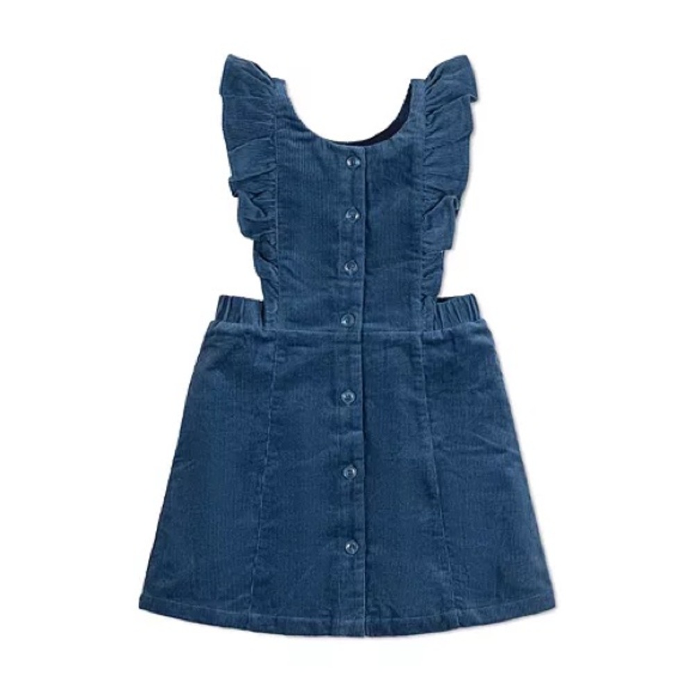 Charming Blue Kids Corduroy Jumper with Ruffle Details